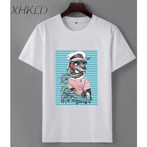XHKLD Brand clothing 100% Cotton Mens Black White T-shirts Summer Fashion print funny short sleeve Tops Tee camisetas hombre