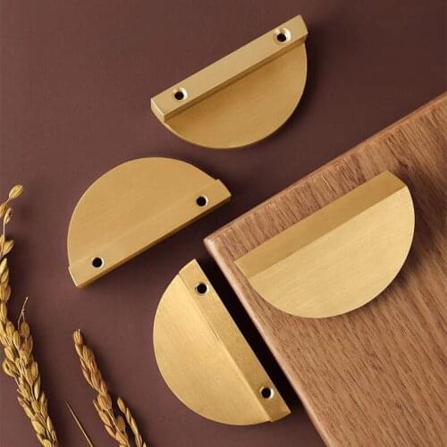 Solid Brass Semi-circle Handle Luxury Gold Cupboard Shoe Cabinet Door Handles Drawer Pulls Decor Furniture Handle Hardware