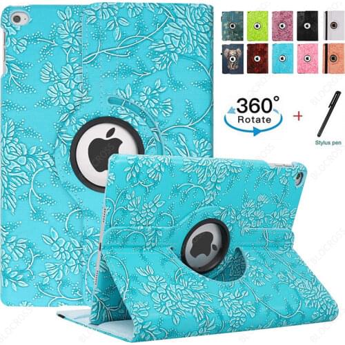 360 Degree Rotating Tablet Case for IPad Air1/2 9.7" (7th Gen/8th Gen)10.2" ipad 2/3/4 Various Patterns Flip Cover Case + Stylus