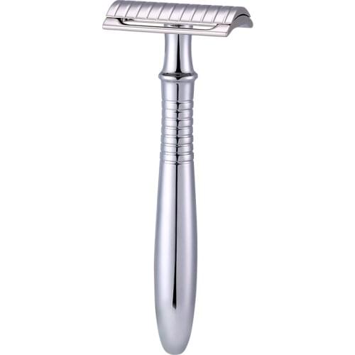 CNC 316L Stainless Steel Razor HeadChromed Metal Extra Long Handle Double Edge Manual Safety Razor Hair Removal For Men Women