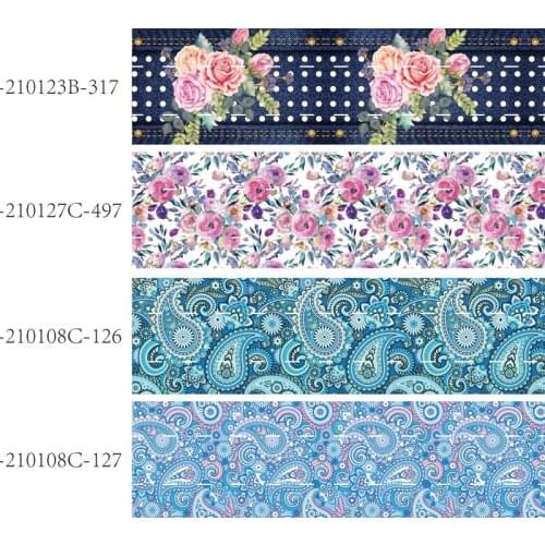 50 yards/lot) Hot sale 22mm 25mm 38mm flower and swirl floral grosgrain ribbon