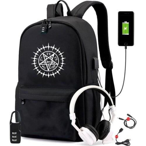 Anime Black Bulter Designer USB Backpack Bag Travel School Students BookBag Mochila With Free Lock