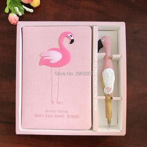 30 Sets Flamingo Diary Notebook Pink Stationery Set Hardcover Notebook With Pen Graduation Birthday Party Gifts