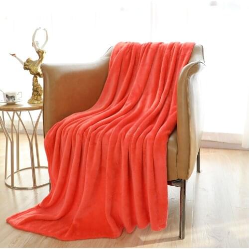 Sofa Flannel Fleece Home Blanket Travel Super Warm Winter Sheet Bedspread Throw 280GsmSolid Color Manta