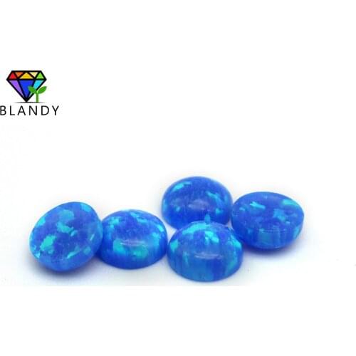 Hot Sale 2.0mm~6.0mm Round Cabochon Flat Back OP05 Blue Fire Opal Synthetic Stone For DIY Jewelry