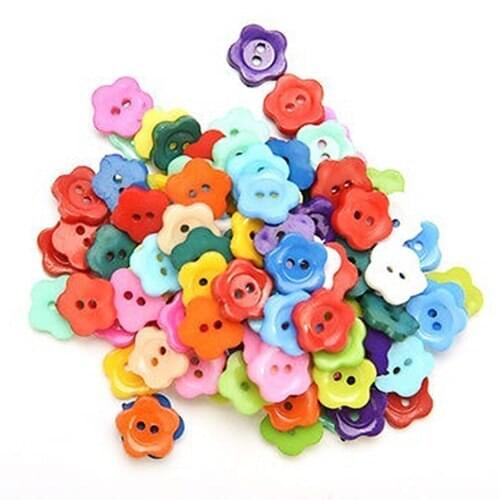 Hot 100 Pcs/lot Plastic Buttons Sewing DIY Craft decals for Children Plum flower