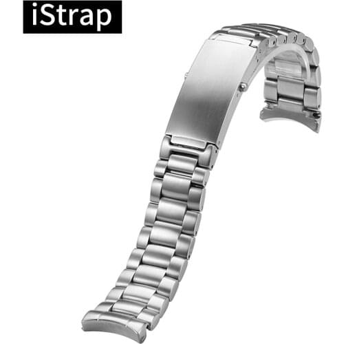 IStarp 20mm Watch Strap Solid Stainless Steel Silver Watch band for Omega Seamaster Planet Ocean Steel Bracelet 1589/858