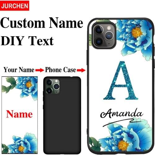 JURCHEN New Custom Name Phone Cases For iPhone 12 Mini 11 Pro X XS XR Max DIY Text For iPhone SE 2020 6 7 8 Plus Silicone Cover