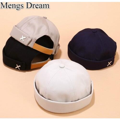 2019 New Novelty Fold Skullcap Retro Sailor Cap Men Women Warm Rolled Cuff Bucket Cap Brimless Hat Adjustable Cotton Bonnet