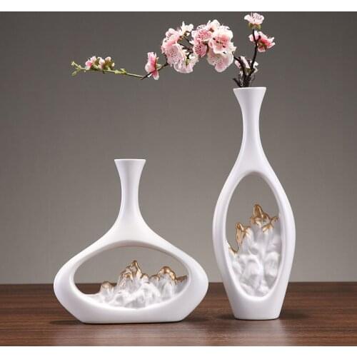 Chinese Ceramic Vase+Simulation Flower Ornaments Art Home Livingroom Desktop Furnishing Crafts Coffee Table Figurines Decoration