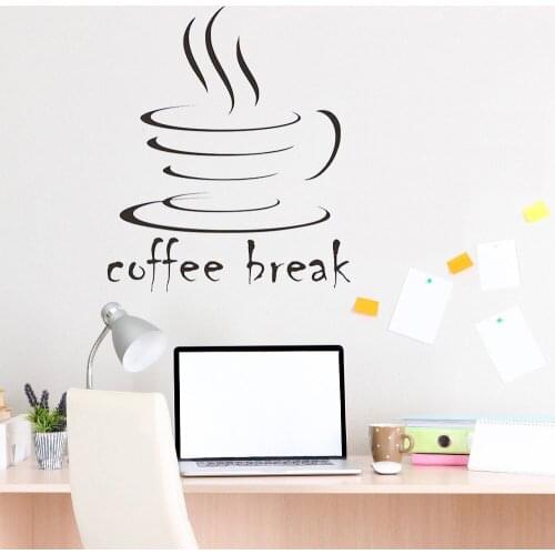 Coffee Break Vinyl Wall Sticker Romantic Coffee Shop Wallpaper Mural Kitchen Cafe Vinyl Wall Stickers Removable DK-205