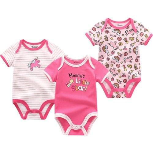 Newest 2019 3PCS/LOT Baby Rompers Baby Girls Clothes Short Sleeve O-Neck 0-12M Novel Newborn Baby Boys Clothes Roupas de bebe
