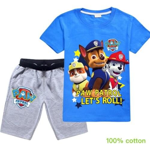 Summer Baby Boy Clothes Cartoon PAW PATROL Kid Girl Children Top Tee Short Sleeve T Shirt+Short 2Pcs Set