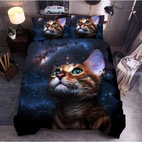 Luxury 3D Bedding set Galaxy cat linen Animals Tigger Wolf bed linens duvet cover 3-piece bedcloses quilt-cover sets king size