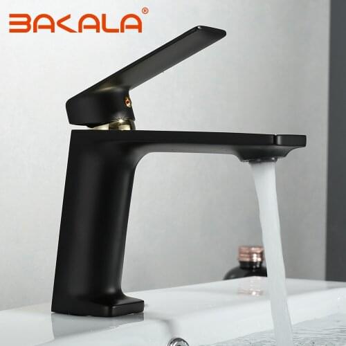 BAKALA Basin Faucet Bathroom Sink Faucet Single Handle Hole Black Faucet Basin Taps Deck Vintage Wash Hot Cold Mixer Tap Crane