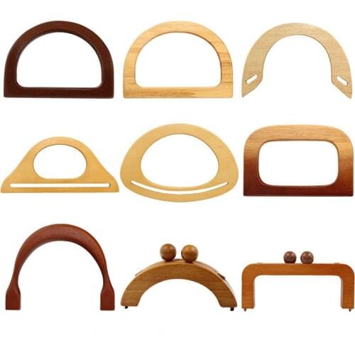 Round Wooden Bag Handle Handmade Making Handbag DIY Tote Purse Frame Replacement DIY O Bag Handle Ring Accessories for Bags