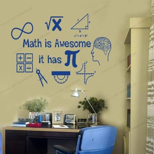 Math Thinking Calculator Awesome Decals Art Wall Decor For School Classroom Removable Vinyl Interior Wall Stickers CX786