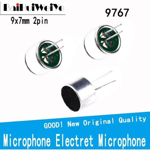 10PCS/LOT 9x7mm 9767 Microphone Electret Microphone with 2 pin pick-up 52DB 1.0V ~ 10V DIP 2P