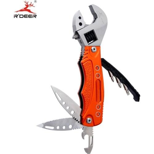 Mini Folding Knife Stainless Steel Survival Knife Wrench Screwdriver Bit Kit 9-in-1 For Crimping Hunting Multi tool