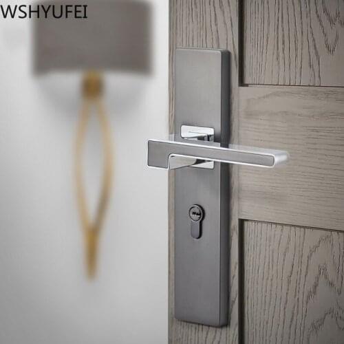 WSHYUFEI Fashion Mute Room door Lock Zinc Alloy bedroom Interior Lock solid Handles Anti-theft Gate Lock Furniture Hardware