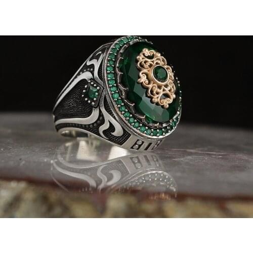 925 Sterling Silver Men Ring with ZIRCON Stone