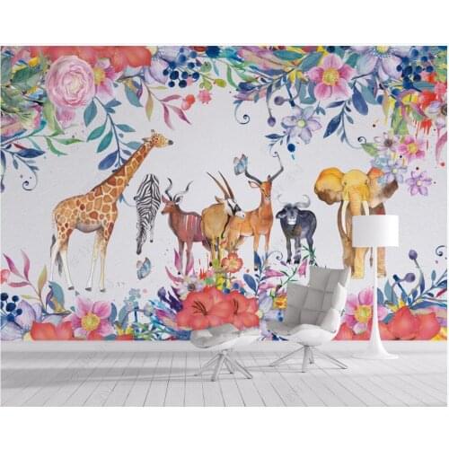 Custom mural 3d photo wallpaper European style hand-painted flowers and animal decor living room wallpaper for wall 3 d in rolls