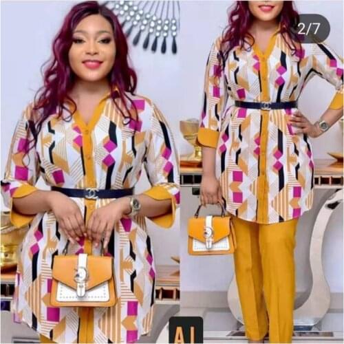 New Africa 4-Sizes Fashion Dashiki Pants with Long Coat 2 Pieces Suit For Women(TZ11#)