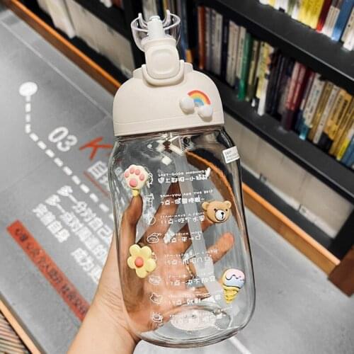 New straws big belly water cup cute large capacity plastic cup sports kettle outdoor bottle handy cup