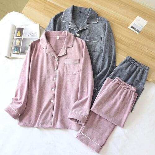 Autumn And Winter Couple Pajamas Two-piece Self-heating Warm Long-sleeved Trousers Plus Velvet Mens And Women Home Service Set