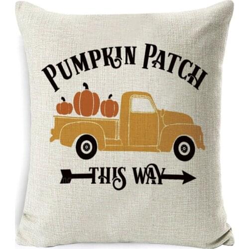 Autumn Halloween Pillow Pumpkin Maple Car Alphabet Monogram Happy Halloween Party Decoration Pillow Mat