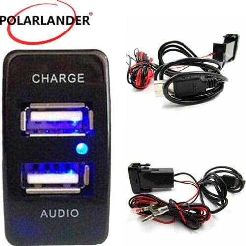 Hot Socket Dashboard Cell Phone For Mazda 2.1A Dual USB Car Charger Audio putout MP3 Player ABS
