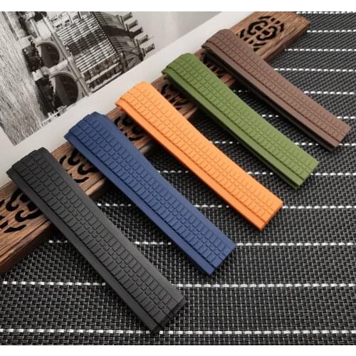 Top quality 21mm Black Brown Blue Orange Green Silicone Rubber Watch Strap For Patek Aquanaut Philippe for 5167R strap