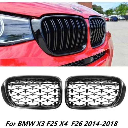 Black Diamond Style Car Front Kidney Grilles Grill for -BMW X3 F25 X4 F26 2014-2018 Car Racing Grills