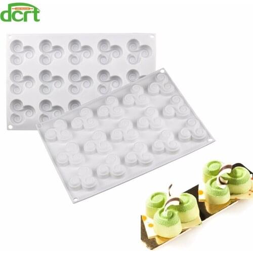 Spiral Flowers Shape Silicone Mold 15 Holes Cake Molds,Cupcake Jelly Pudding Cookie Muffin Soap Mould Baking Tools