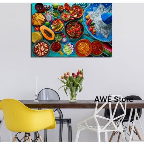 Mix Colorful Mexican Food Canvas Painting Print Living Room Home Decor Modern Wall Art Oil Painting Poster Pictures Artwork