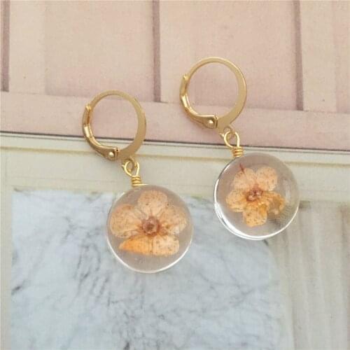 Party Style Blue Dry Dried Real Flower Dangle Earring Women Stylish Accessories Party Delicate Gift Female Drop Jewelry