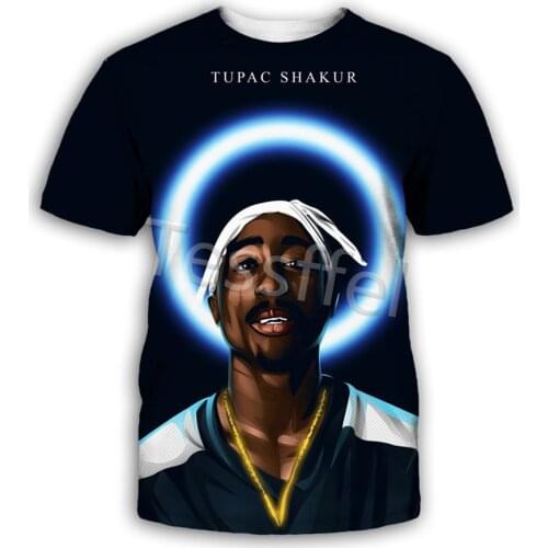 Tessffel 3D Printed Rapper Rapstar 2pac Fashion Harajuku Short-Sleeved Hip-Hop T-shirt Unisex Clothing Style-5