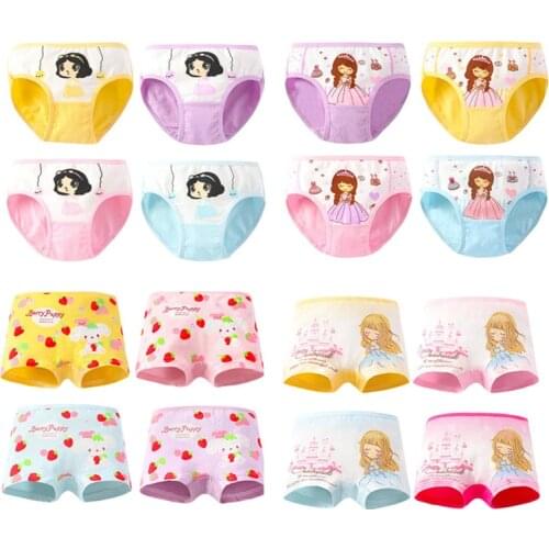 4pcs/Lot Cartoon Panties Cotton Short Pants Girls' Underwear Suit 2-10Years