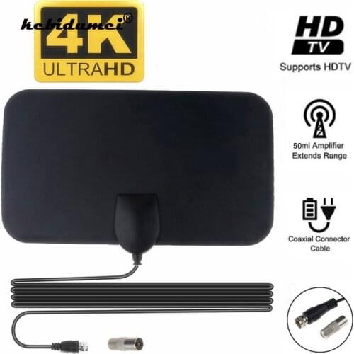 Kebidumei 4K 25db High Gain HD TV HDTV Antenna DTV Box Digital TV Antenna 50 Miles Booster Active Indoor Aerial HD Flat Design