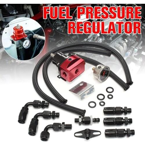 Universal Adjustable Auto Car Billet Fuel Pressure Regulator AN6 HOSE 100psi Oil Line Gauge Kit