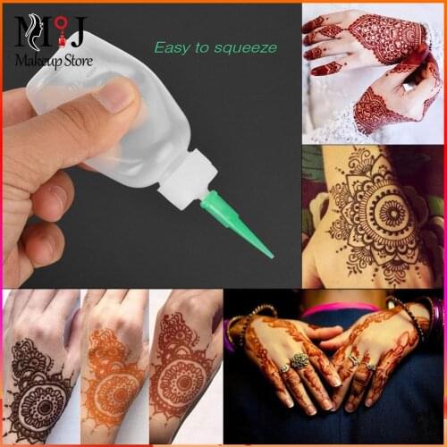 Applicator Paste Tattoo Henna Kit Body Art Pigment Bottle with 4 Nozzles Drawing Making Tool