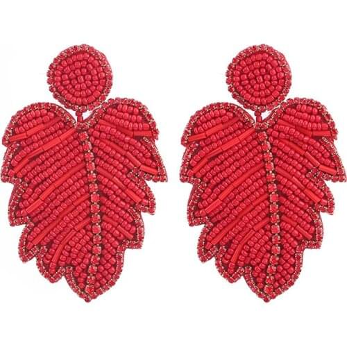 Sehuoran Handmade Beaded Drop Earrings For Women Boho Jewelry Leaf Pendant New Design Wedding Jewelry Korean Dangle Earring Gift