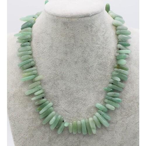 Green jade branch necklace 17inch FPPJ wholesale beads nature baroque 13-20mm