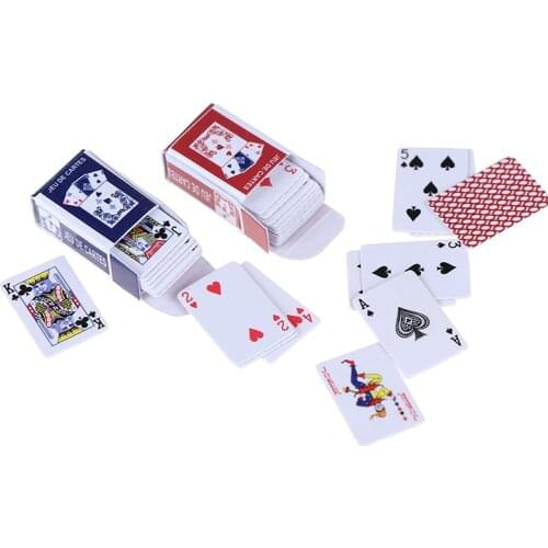 1set Mini Poker Playing Cards Funny Models Poler Cute Miniature Doll Toys Decorative 1:12 Dollhouse Accessories
