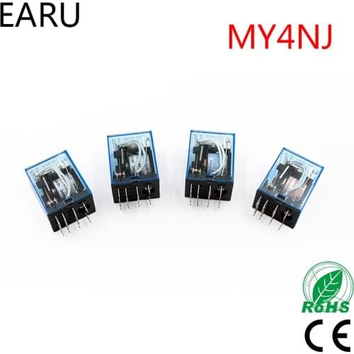 1Pc MY4NJ Electronic Micro Mini Electromagnetic Relay 5A 14PIN Coil 4DPDT DC12V 24V AC110V 220V Green LED Indicator Relay Switch
