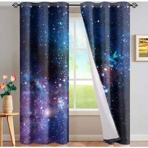 1pcs Drop Ship Window Curtain 3D Galaxy Star Printed Home High-grade Decoration Thermal Insulated Blackout Grommet Curtains
