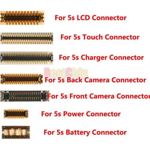 10sets/lot for iphone 5S Full set 7 in 1 LCD touch camera dock power battery FPC Connector on motherboard
