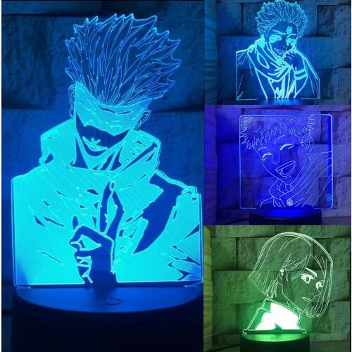 Anime Jujutsu Kaisen 3D Lamp Cosplay Satoru Gojo Yuji Itadori Sukuna Night Lamps Gaming Room Desk Decor Gifts
