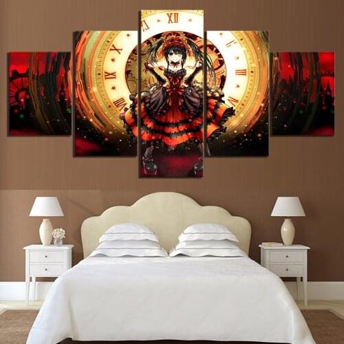 5 Piece HD Anime Girl Pictures Tokisaki Kurumi DATE A LIVE Poster Animation Art Canvas Paintings For Living Room Framework Artw