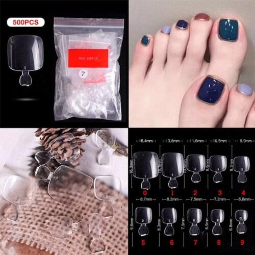 500Pcs/pack White Clear V Straight Round End Full/Half Acrylic Ballet Coffin French False Nail Tips Fake Toenail Tip Manicure